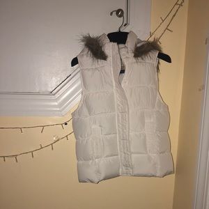 White Fur-Hooded Vest